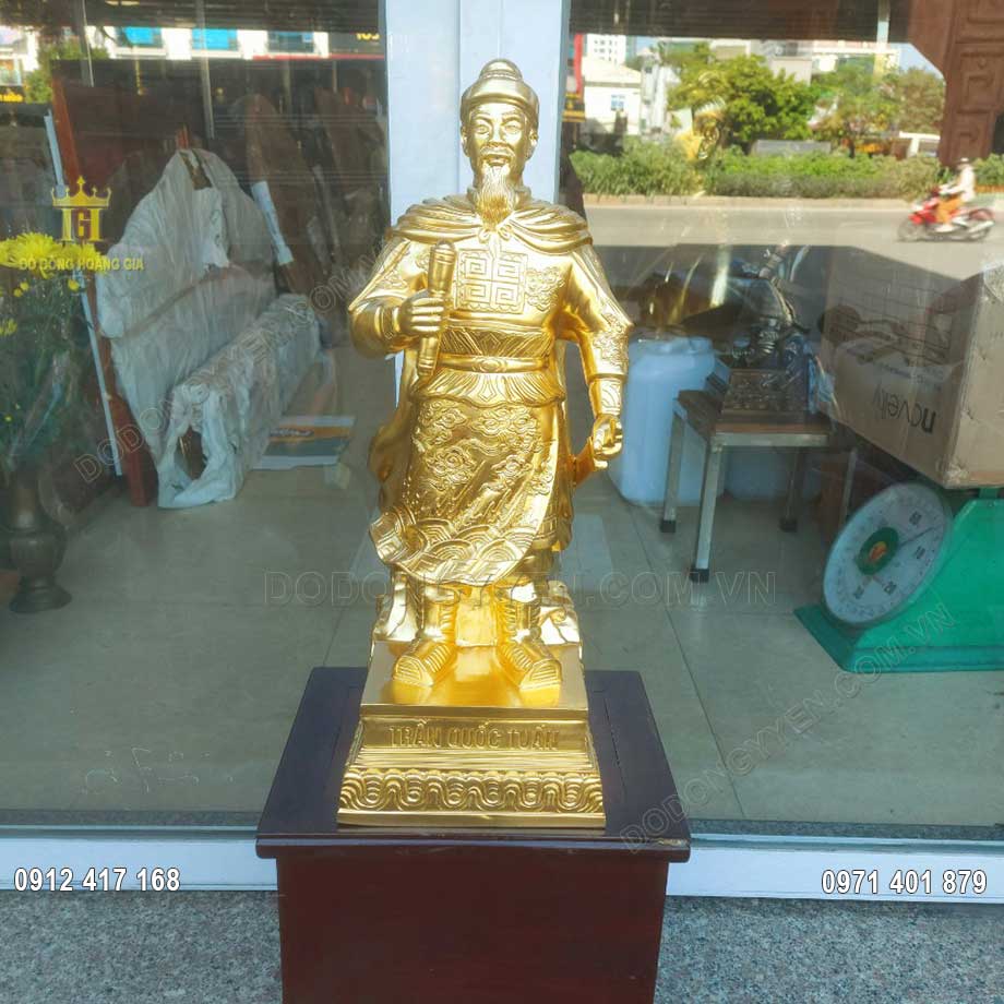 Pho Tượng Đồng Trần Quốc Tuấn D&aacute;t V&agrave;ng 9999 50Cm